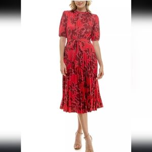 Nanette Lepore Red Floral Midi Dress